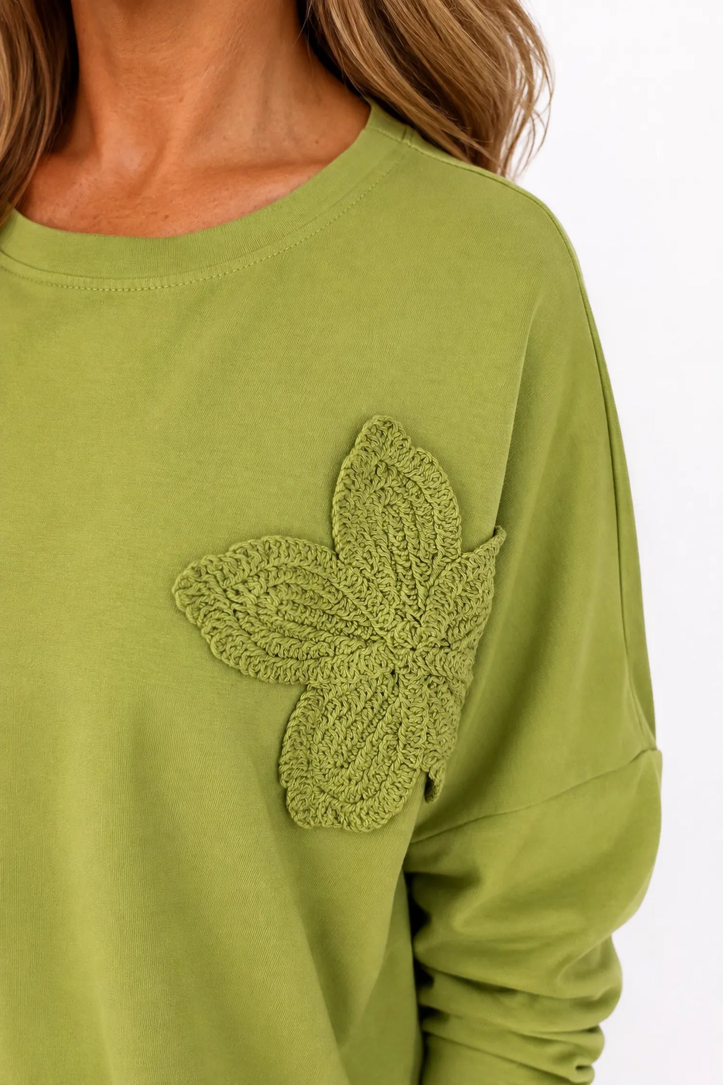 Pure Cotton Embroidered Floral Maxine Top - Lime