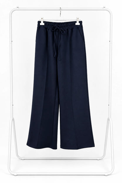 Seam Front Double Pocket Drawstring Waist Francis Everyday Pants - Navy