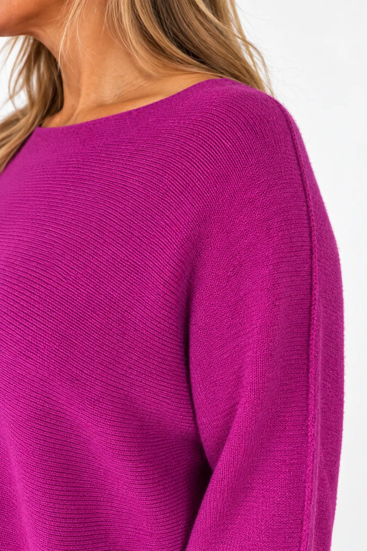Wool Mix Seam Sleeve Venice Jumper - Electric Purple