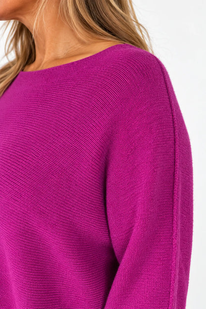 Wool Mix Seam Sleeve Venice Jumper - Electric Purple