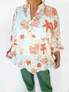 Embroidery Anglaise Crochet Berela Batwing Shirt - Orange
