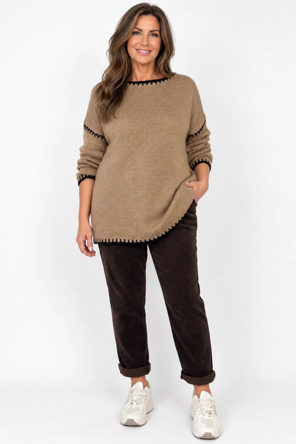 Chenille Double Pocket Bellia Pants - Chocolate