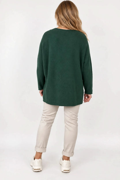 Wool Mix Seam Sleeve Venice Jumper - Emerald Green