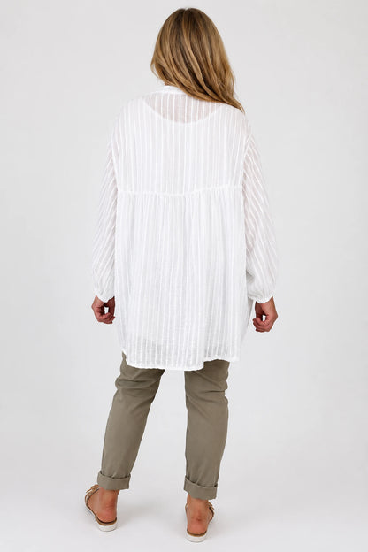 Pure Cotton Elasticated Sleeve Venice Button Shirt - White