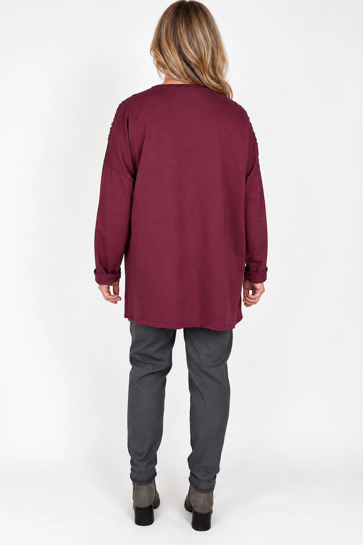 Cotton Emalise Frayed Edge Floral Top - Italia Wine