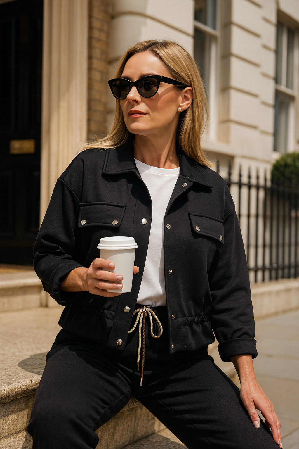 Chelsea Button Detail Jacket - Black