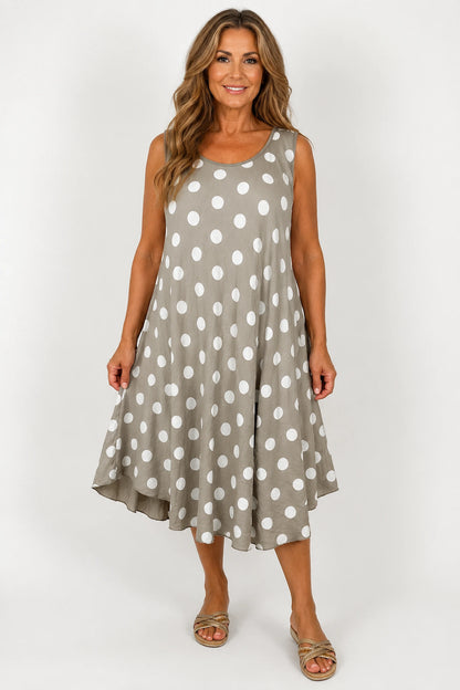 Cotton Polka Dot Verity Dress - Mocha