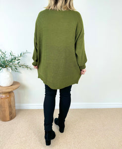 Tanya Wool Mix Soft Knit Heart Jumper AW24 - Forrest Green