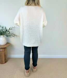 Wool Mix Cable Chunky Knit Valencia Jumper AW24 - Winter White