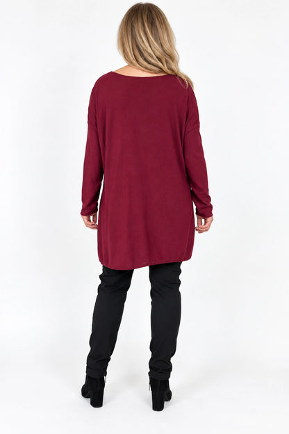 Wool Mix Soft Knit Cassi Top - Italia Wine