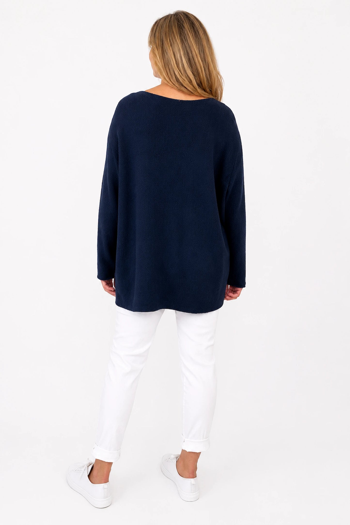 Wool Mix Seam Sleeve Venice Jumper - Navy