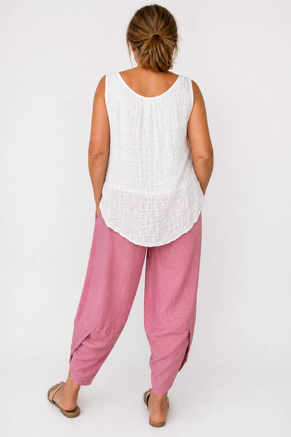 Lagen Look Double Subtle Panel Pocket Elasticated Waist Freya Pants - Vintage Rose