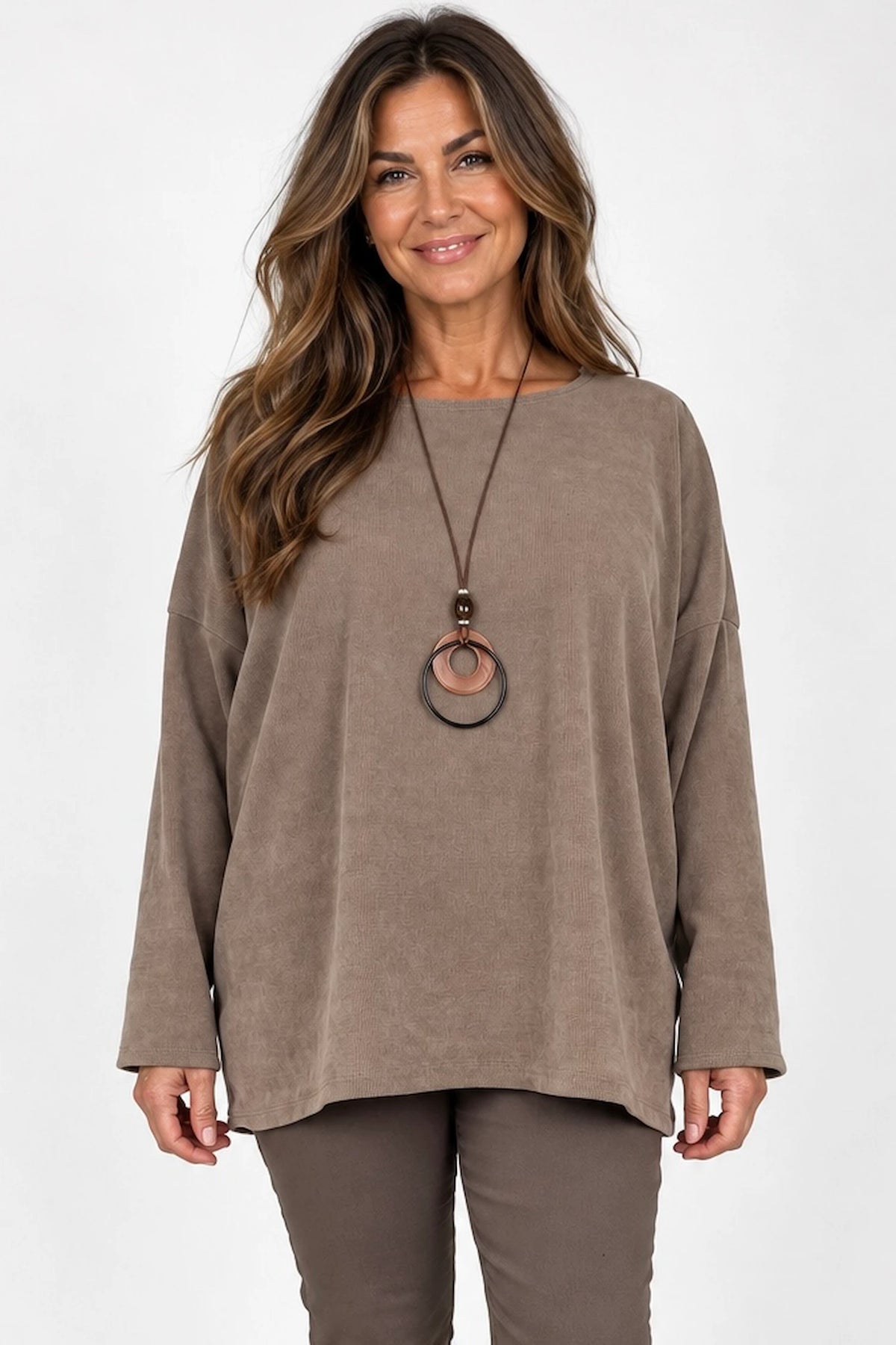 Sosa Ribbed Necklace Top - Mocha