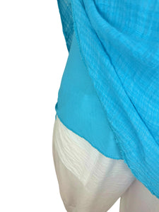Fully Lined Cotton Necklace Vest - Turquoise