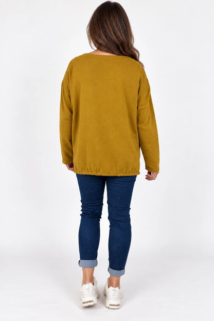 Cotton Embroidered Floral Tied Hem Flerissa Top - Mustard