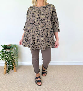 Golden Leopard Button Sleeve Top SS24