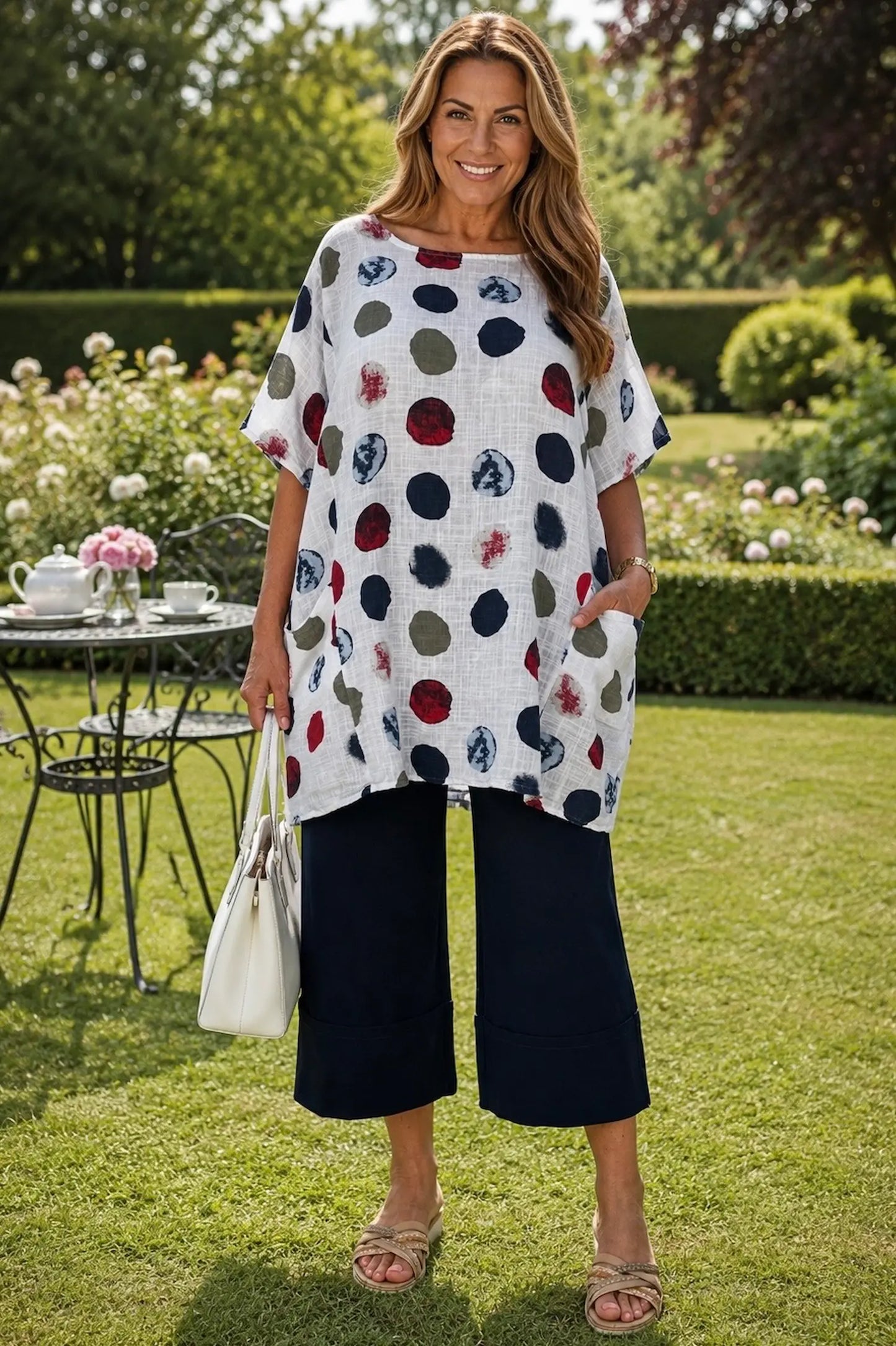 Pure Cotton Double Pocket Carmella Tunic Top - White