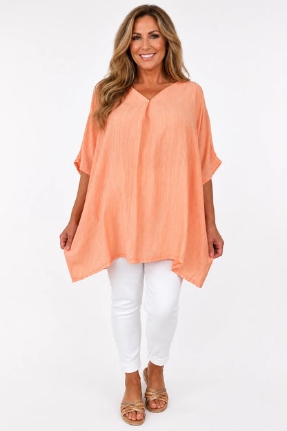 Lightweight Flow Lightly Textured Margot Top - Peach