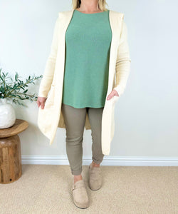 Double Pocket Criss Cross Back Hooded Cardigan AW24