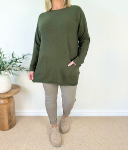 Premium Knit Button Back Double Pocket Viera Jumper AW22