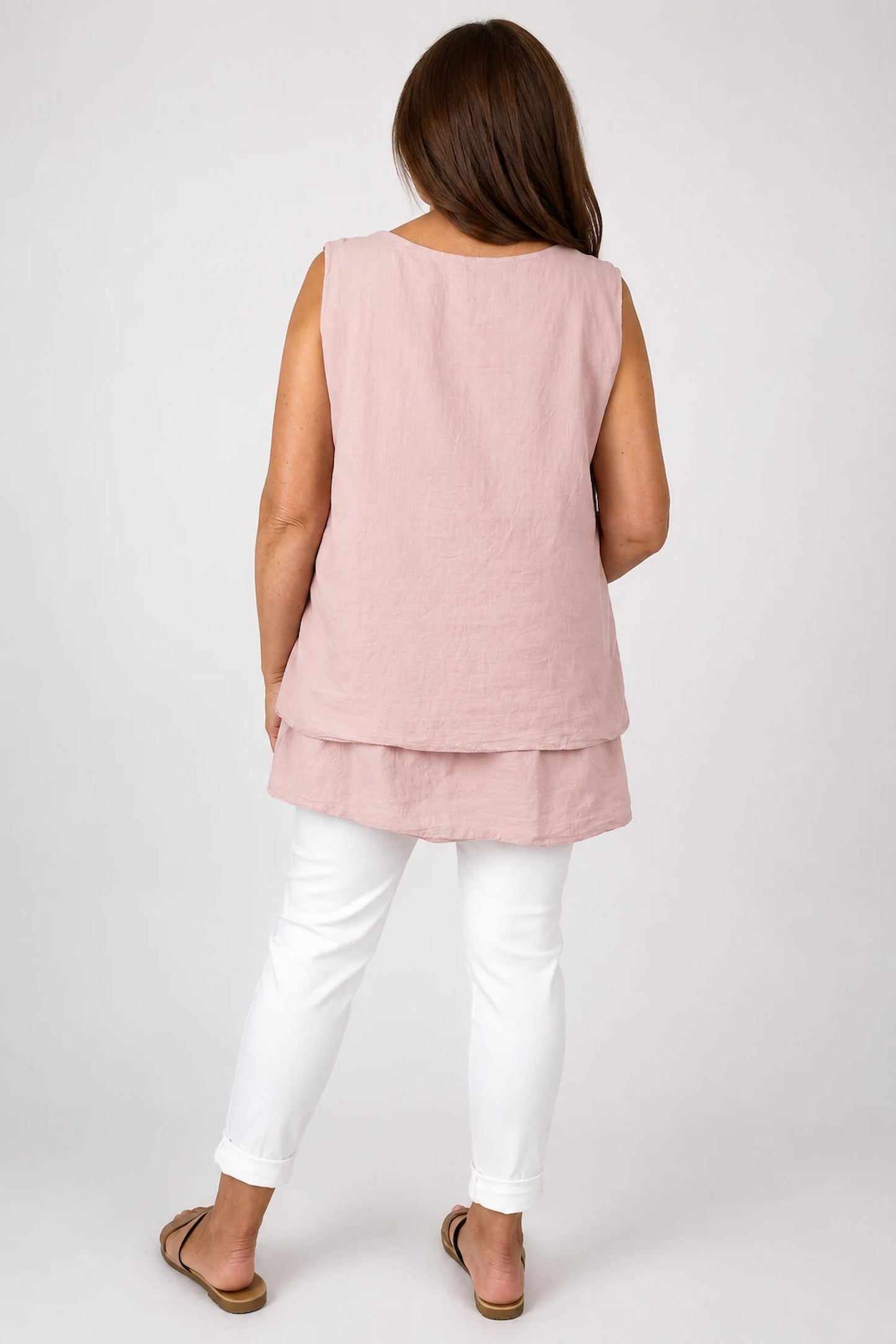 Pure Cotton Fully Lined Embroidery Anglaise Missi Vest - Rosewood Pink