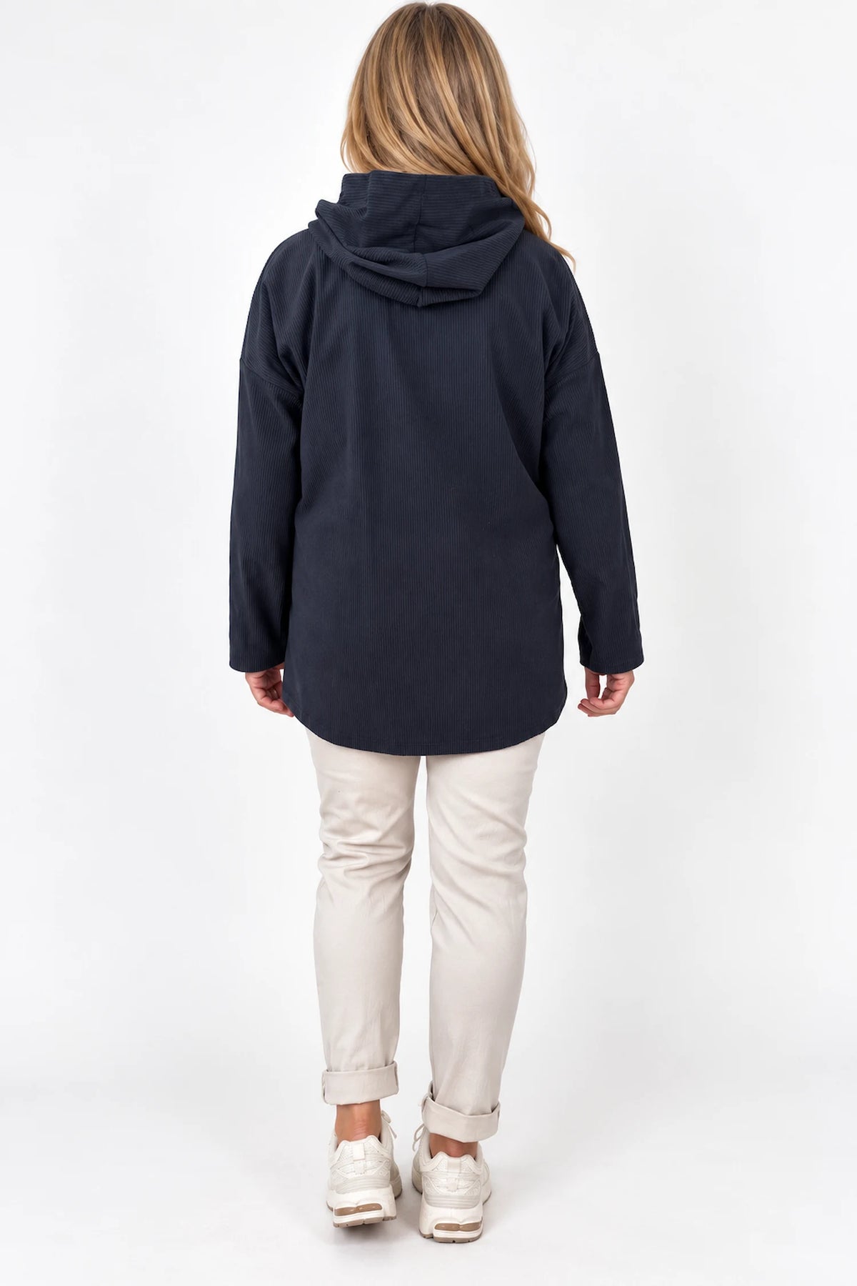 Double Pocket Francis Cord Zipped Hooded Jacket - Charcoal