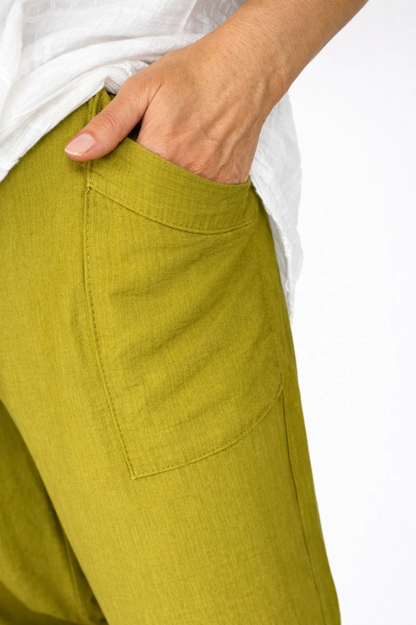 Lagen Look Double Subtle Panel Pocket Elasticated Waist Freya Pants - Olive