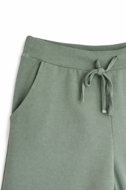 Cotton Elasticated Waist Drawstring Double Pocket Italia Joggers - Khaki