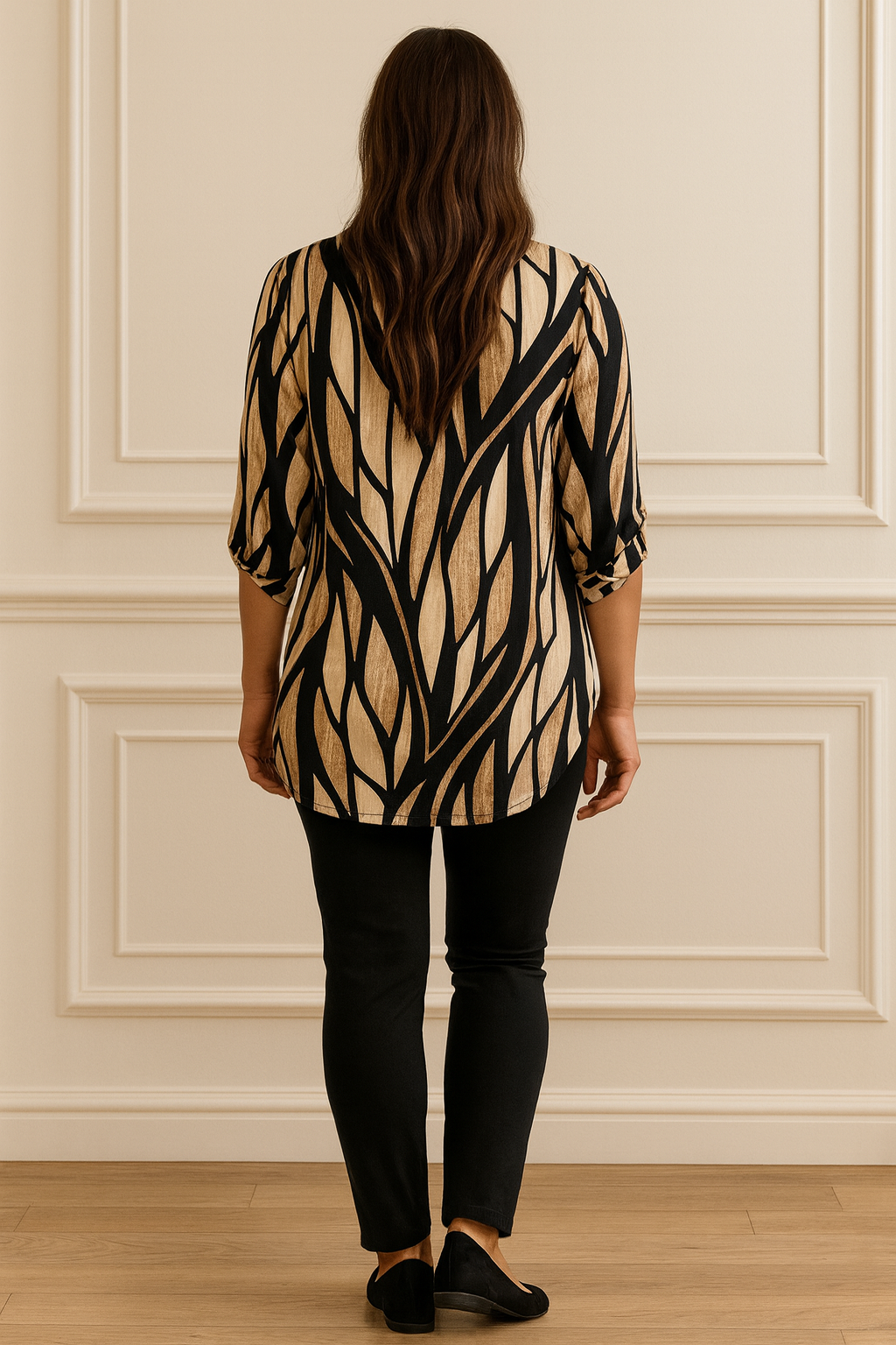 Soft Stitch Button Sleeve Rari Shirt - Beige/Black/White