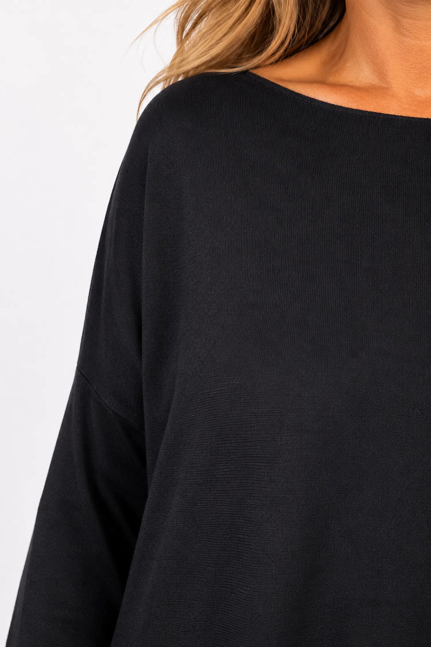 Wool Mix Soft Knit Cassi Top - Black