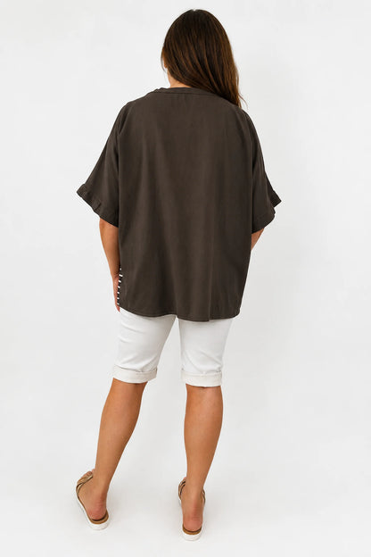 Cotton Harriet Stripe Top - Chocolate
