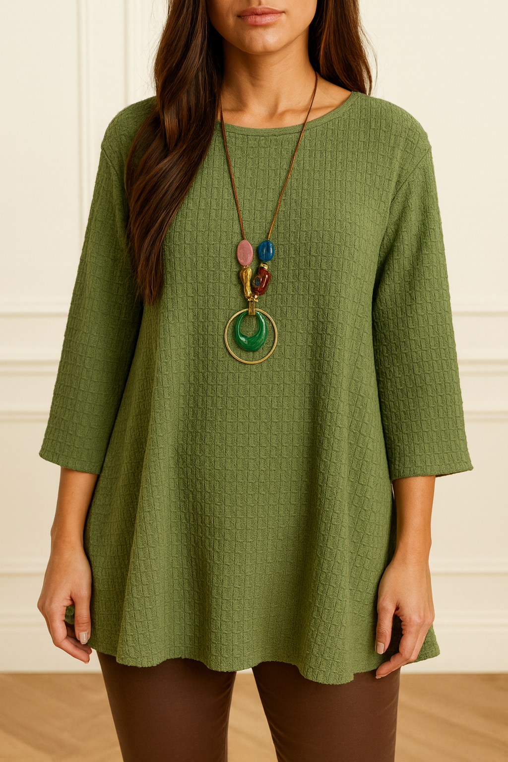 Felicity Necklace Top - Khaki