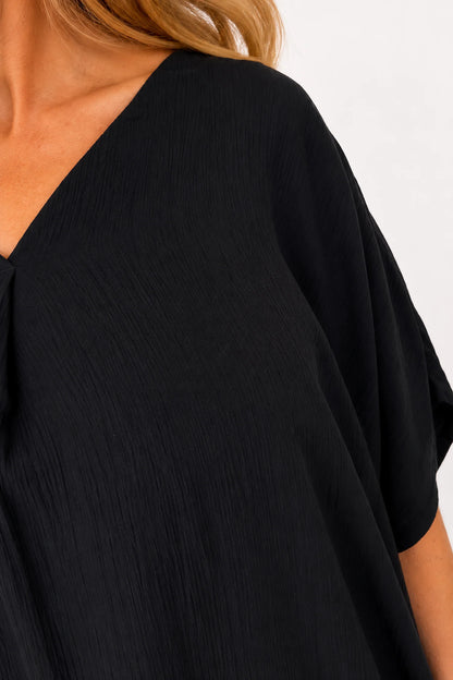 Lightweight Flow Lightly Textured Margot Top - Black