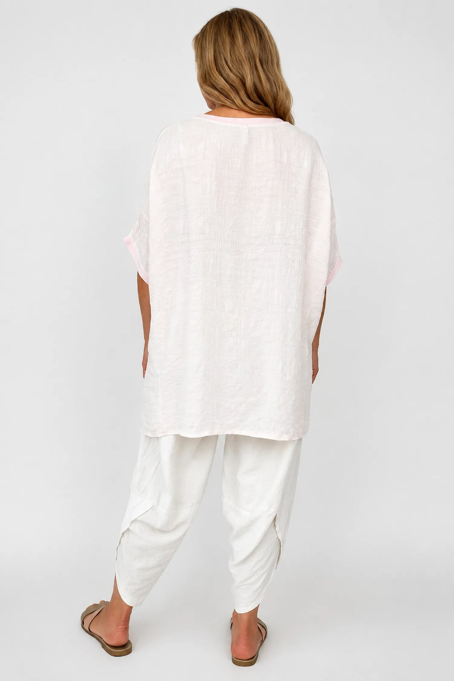 Cotton Lightly Textured Lucinda Top - Powder Pink