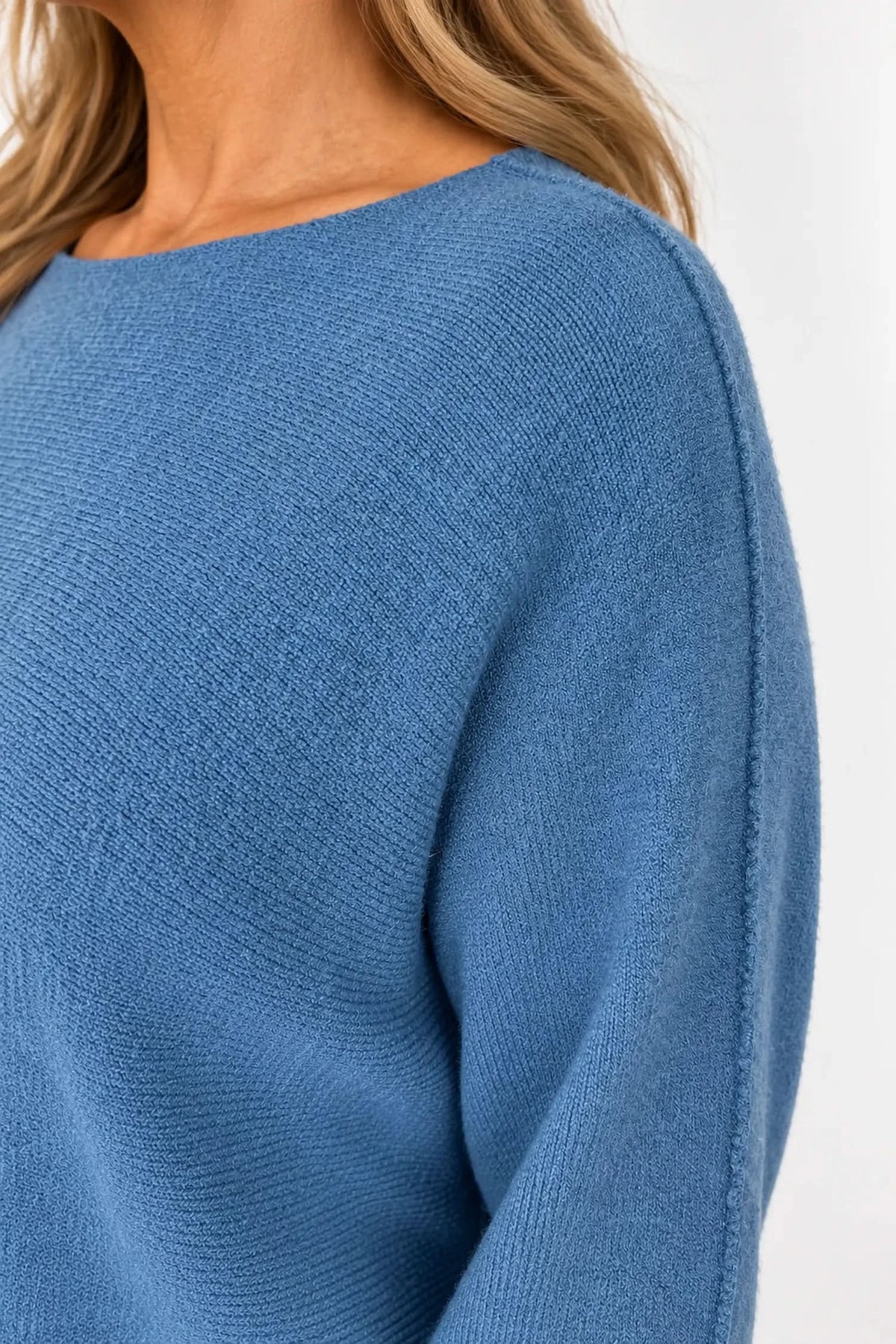 Wool Mix Seam Sleeve Venice Jumper - Denim
