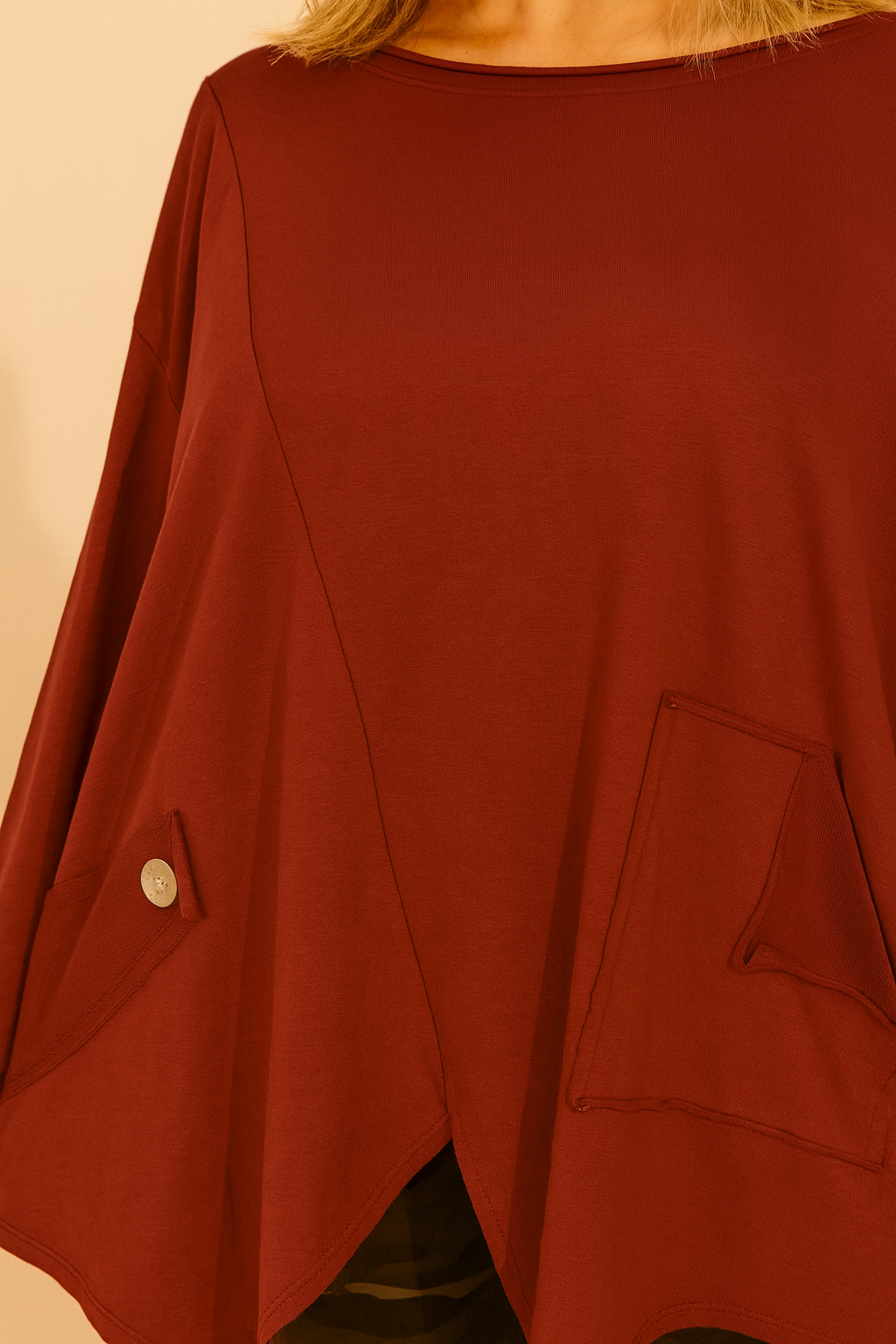 Pocket Detail Cotton Marga Sweatshirt - Wine