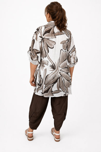 Pure Cotton Button Sleeve Milano Button Shirt - Iced Mocha
