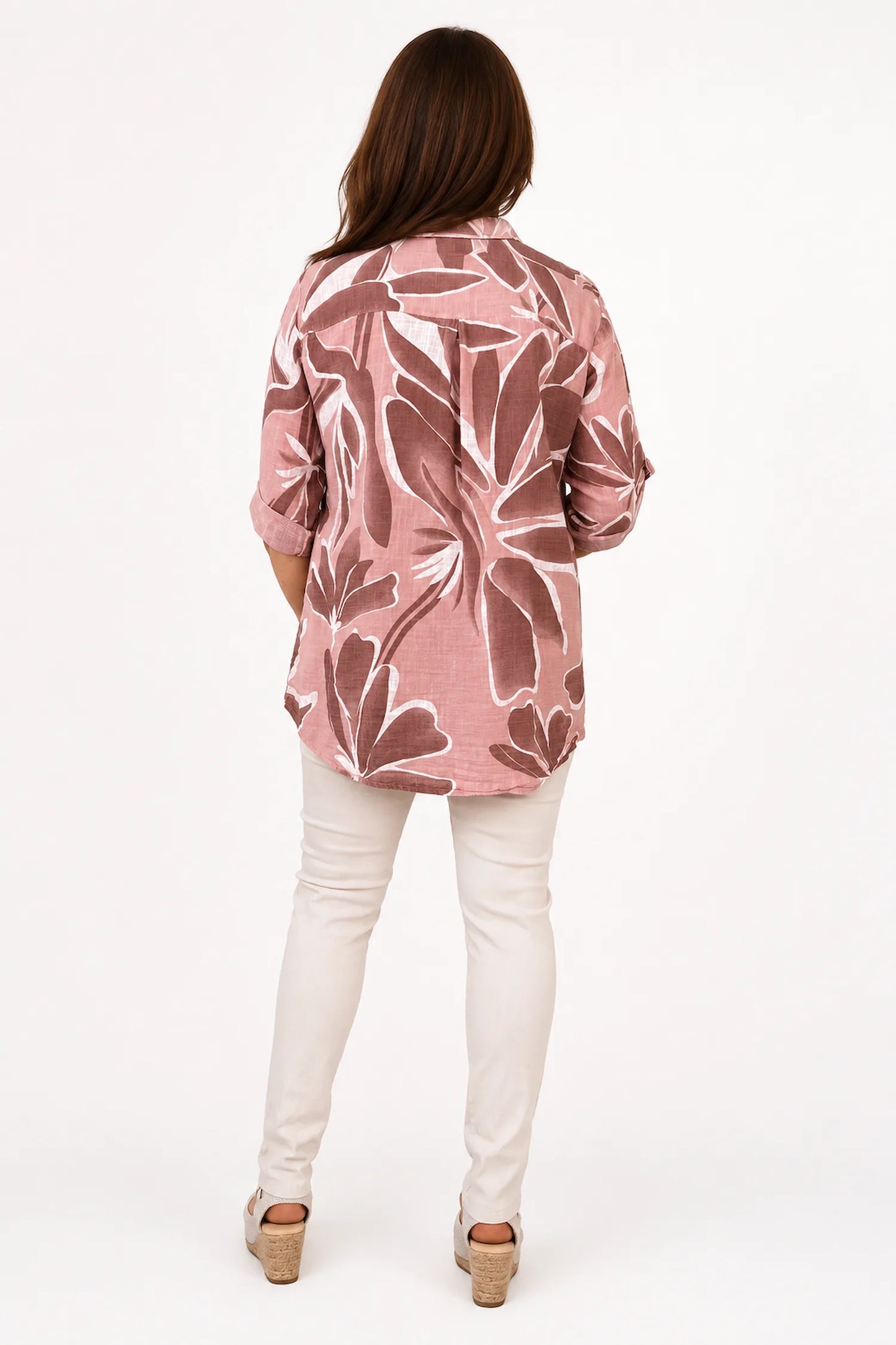 Pure Cotton Allegra Button Sleeve Button Shirt - Rose Taupe