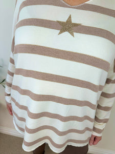 Wool Mix Premium Knit Stripe Gold Star Paris Top AW24