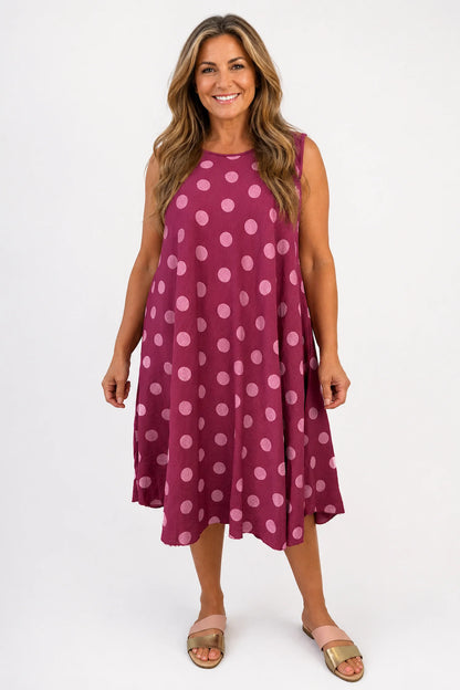 Polka Dot Verity Dress - Grape