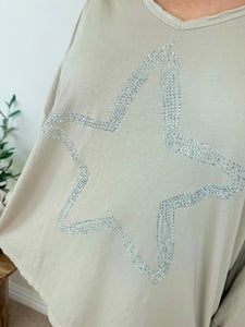 Diamanté Star Cotton Long Sleeve Top SS24