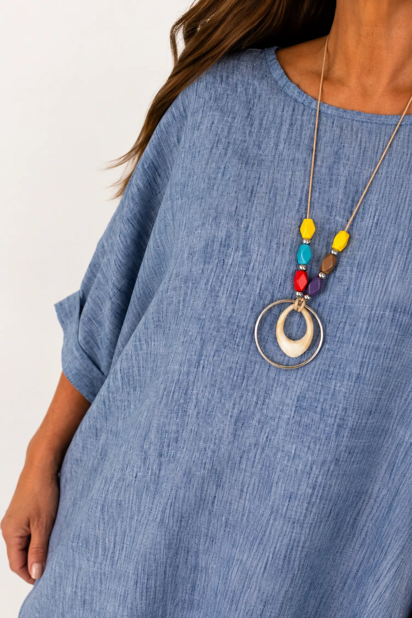Micha Necklace Top - Washed Denim