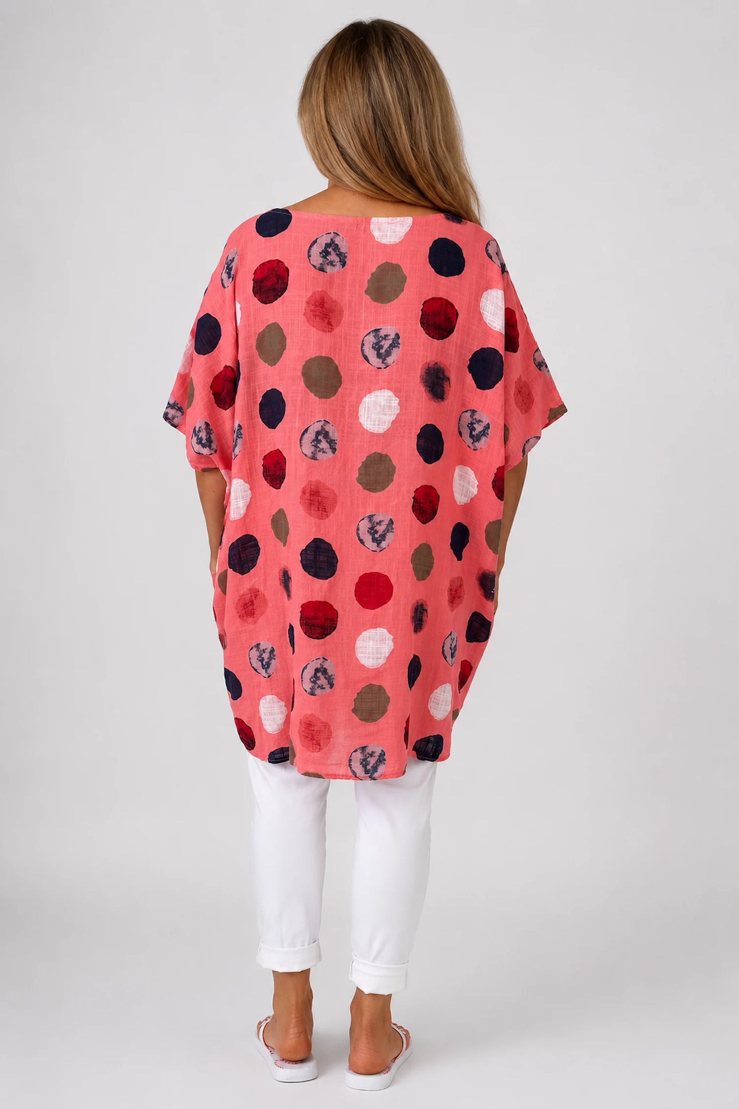 Pure Cotton Double Pocket Carmella Tunic Top - Coral