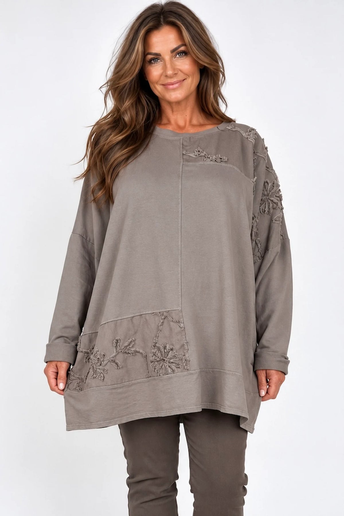 Cotton Fine Needlecord Patch Parisi Top - Mocha