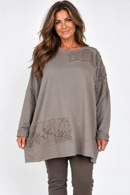 Cotton Fine Needlecord Patch Parisi Top - Mocha