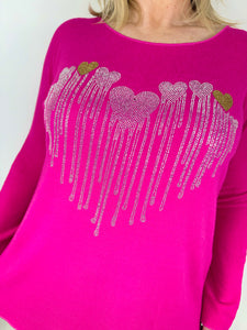 Soft Knit Diamanté Heart Ziara Top AW24