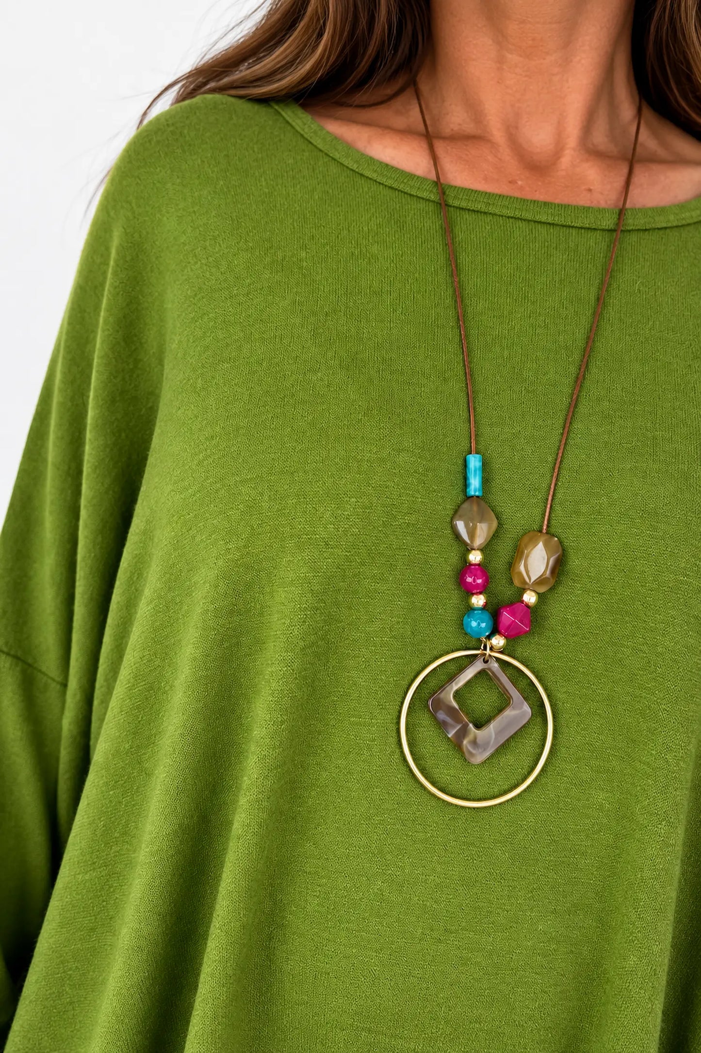 Fine Knit Como Necklace Top - Lime