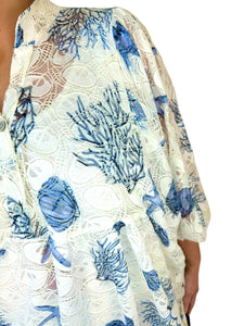 Embroidery Anglaise Crochet Berela Batwing Shirt - Navy