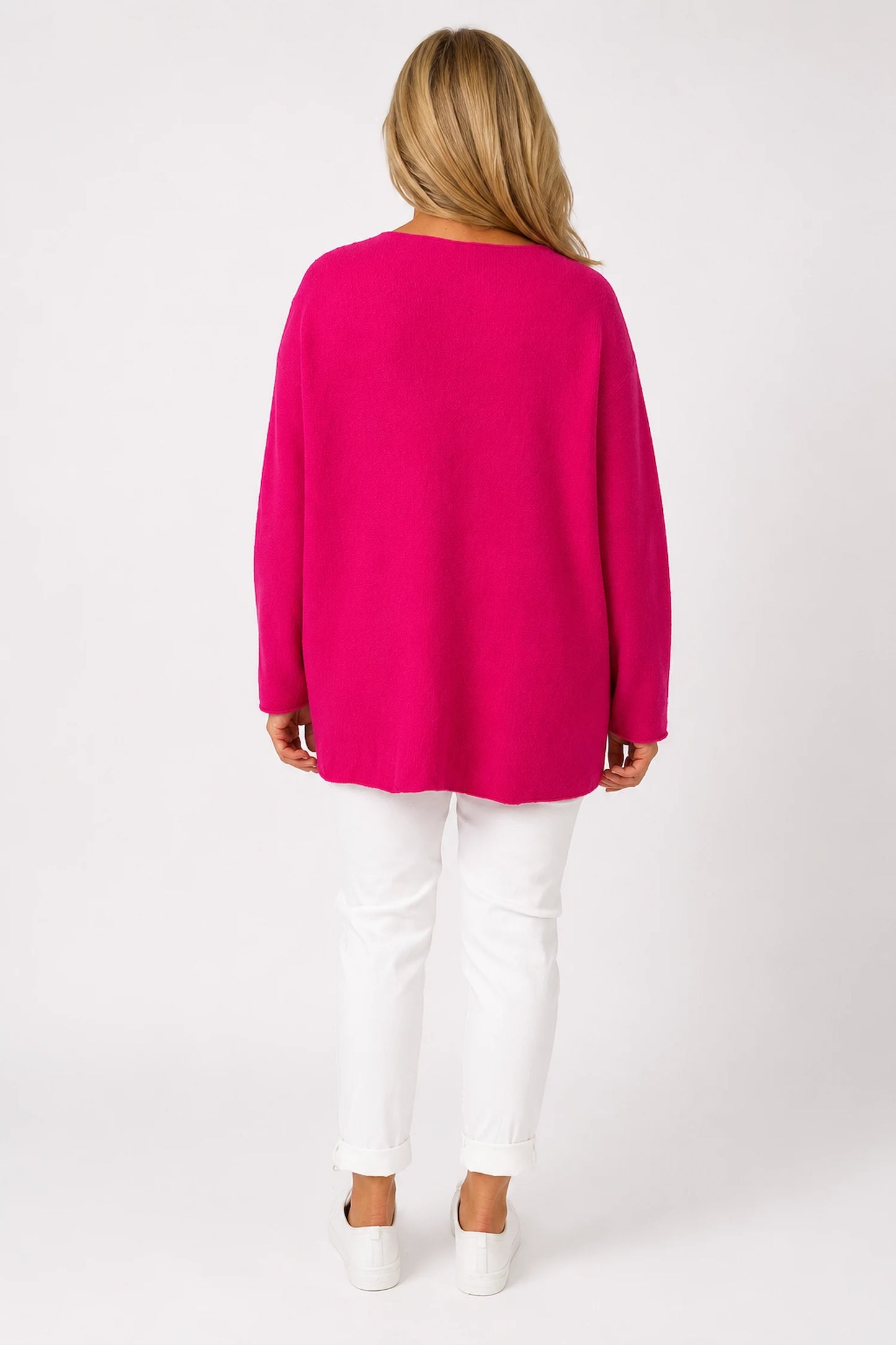 Wool Mix Seam Sleeve Venice Jumper - Electric Pink
