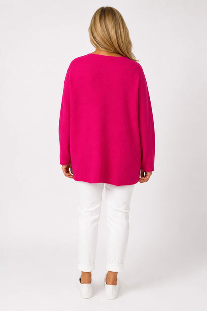 Wool Mix Seam Sleeve Venice Jumper - Electric Pink